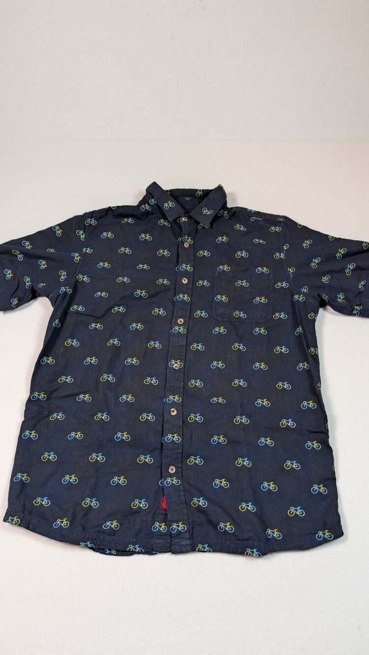 Mountain Khakis Men's Short Sleeve Button-Down Shirt with Bicycle Print Medium